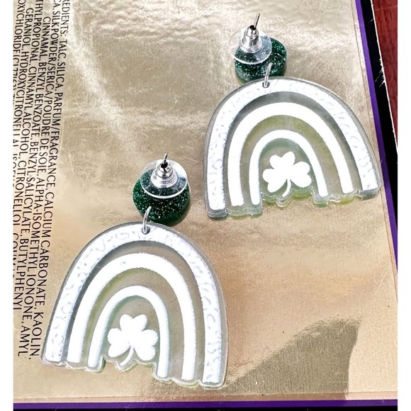 St Patrick's Day Earrings Shamrock Rainbow Shaped Dangle Whimsical New P… - Picture 12 of 12
